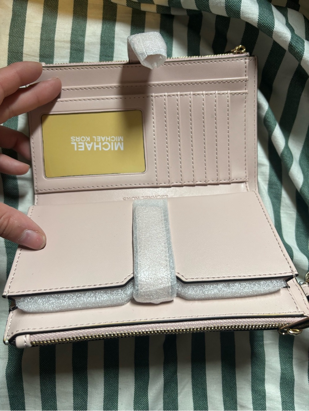 Michael Kors Signature Logo Wristlet in Beige and Gold and Light Pink - Picture 3 of 3